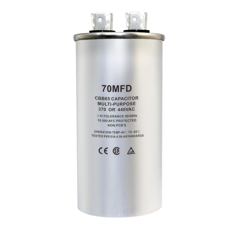 CBB65 Circular Run Capacitor, 450VAC 5 uf/MFD 50/60Hz Round Start Capacitor - Very Suitable for Air Conditioning, Fan Capacitor, Etc. (5 Uf)