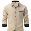 Grenzüberschreitende Herrenmode: Modisches Baumwollhemd für Frühling und Herbst, farblich abgestimmt, Business-Slim-Casual-Hemd mit langen Ärmeln