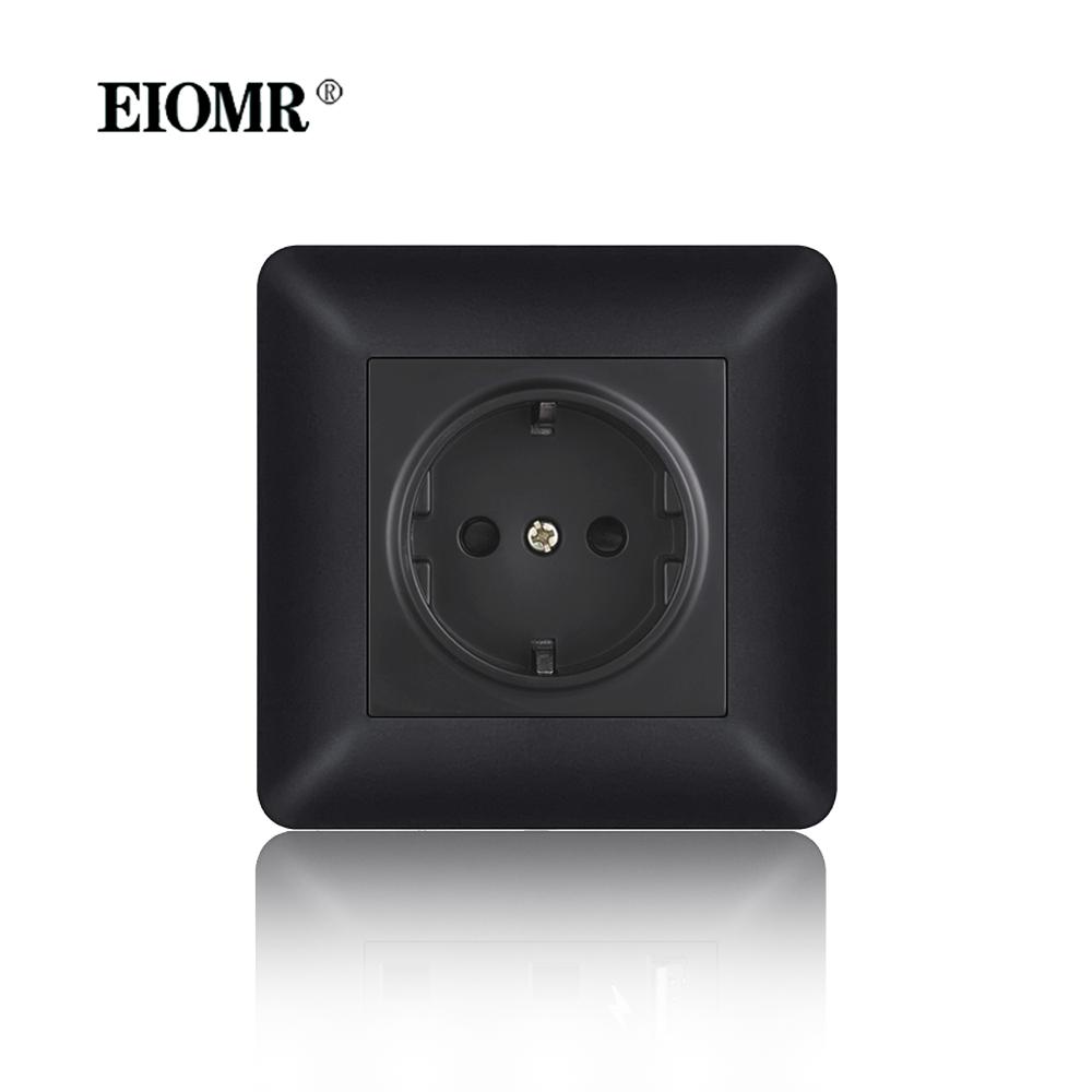 EIOMR EU Outlet with Usb Type-c Charging Port Black Curved Flame Retardant PC Panel 86mm Single Socket and 146mm Double Socket