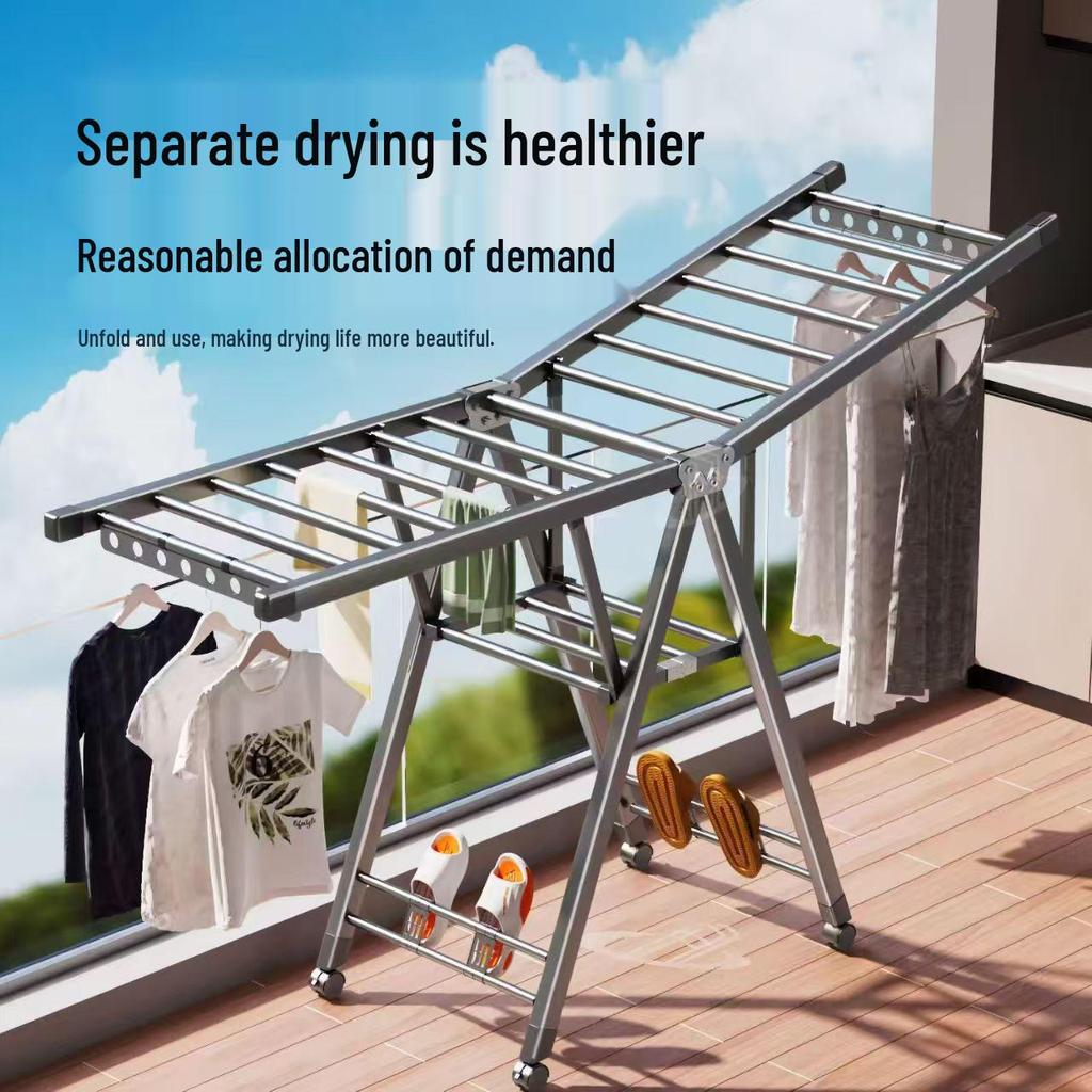 Foldable Indoor Clothes Drying Rack with Quilt Support