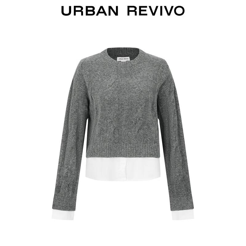 UR Women's Faux Two-Piece Cable Knit Sweater