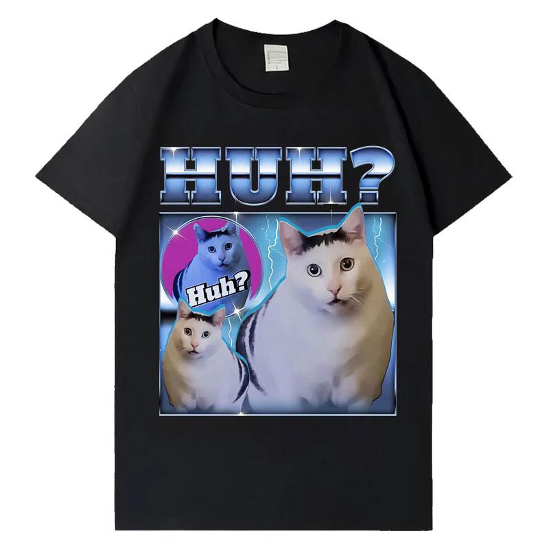 2026 Huh Meme Cat T Shirts Funny UnisexWomen Short SleeveTshirt Trendy Summer Aesthetic ONeck Loose Tops High Quality Tees Shirts