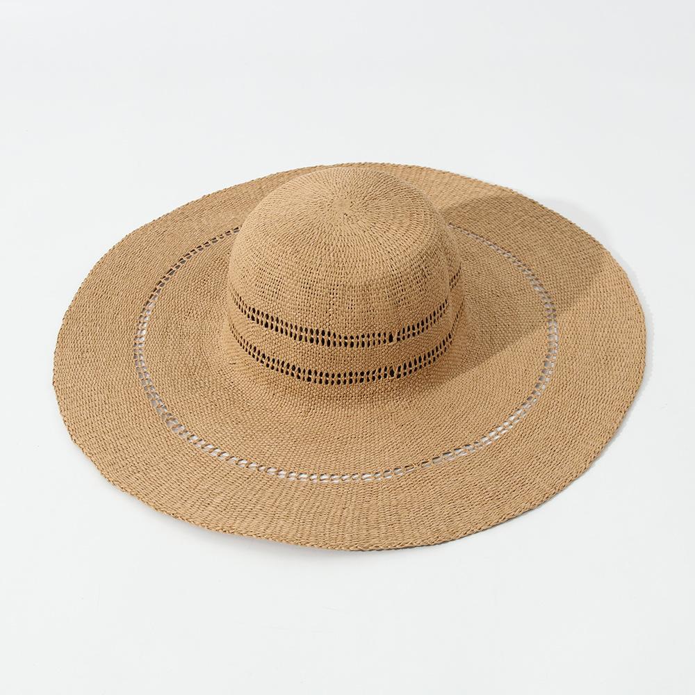 Spring and Summer Big Eaves Straw Hat Fashion Dome Beach Sunscreen Shade Straw Hat Foldable Straw