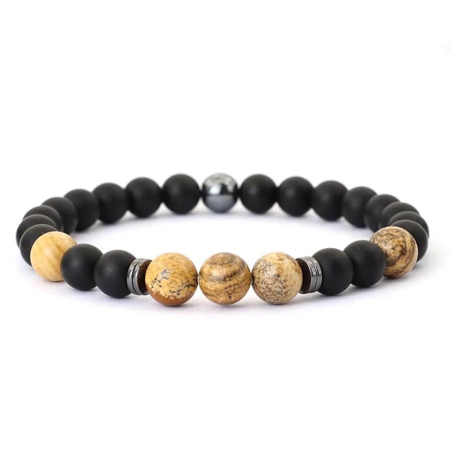 Noter Bracciale da Uomo Fatto a Mano 8mm Onice Pietra Occhio di Tigre Braccialetto di Perline Ematite Guarigione Braccialetto Regalo Uomo Accessori per il Tempo Libero