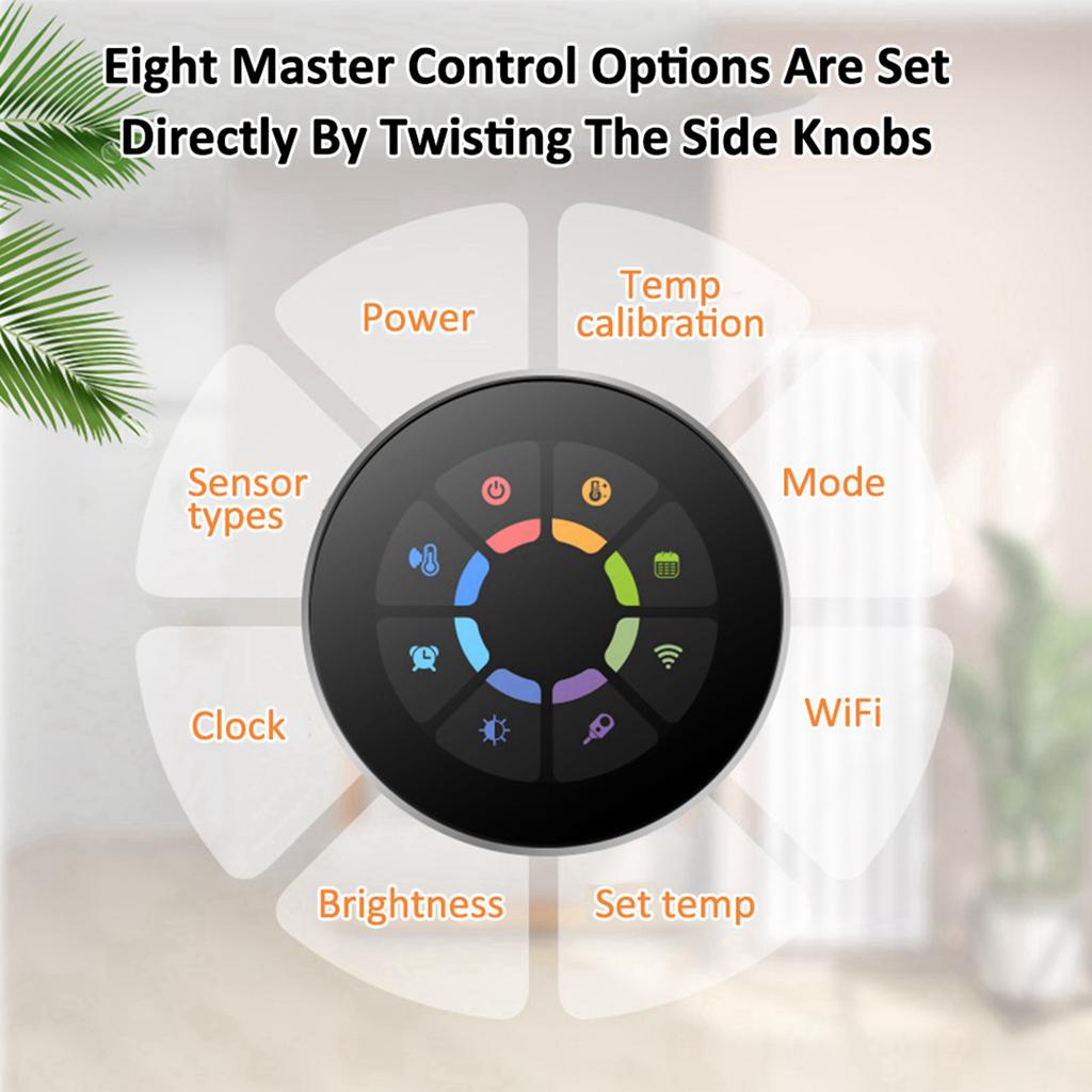 WiFi Smart Thermostat Color Screen Rotary Heating Thermostat with Backlight Temperature Sensor Time Temperature
