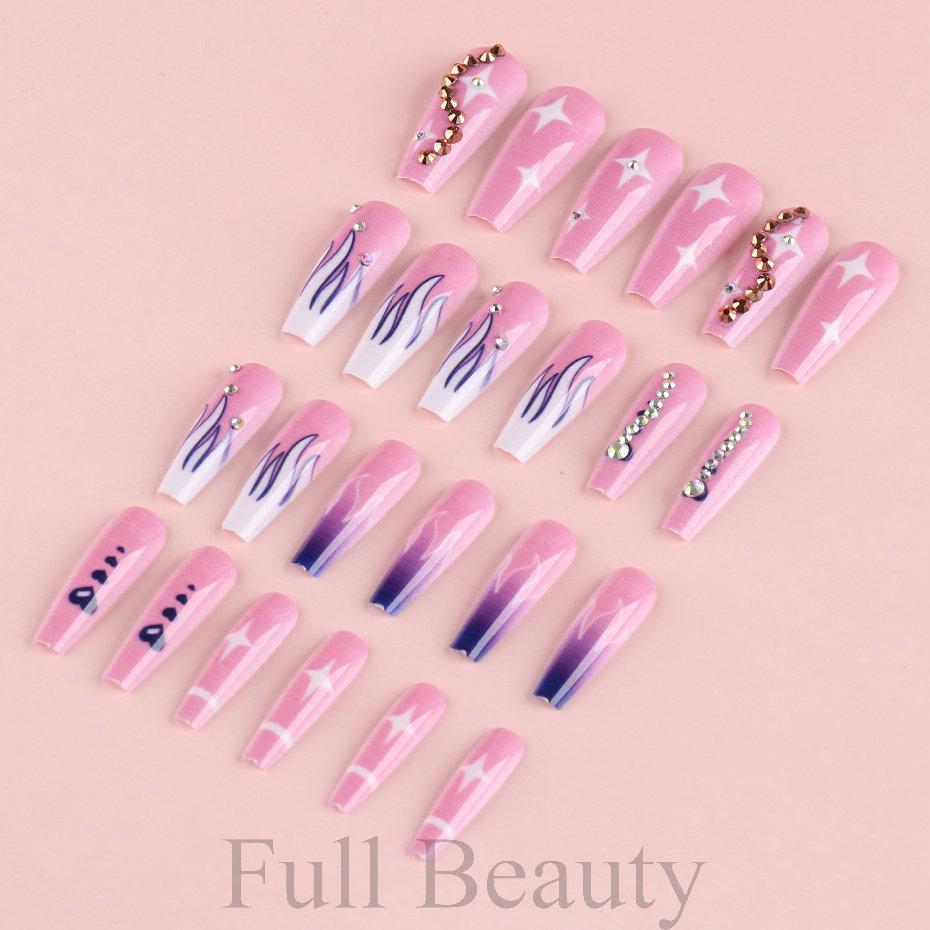 24pcs Detachable Ballerina False Nails Wearable Fake Nails Full Cover Long Nail Tips Manicure Tool Press On Nails