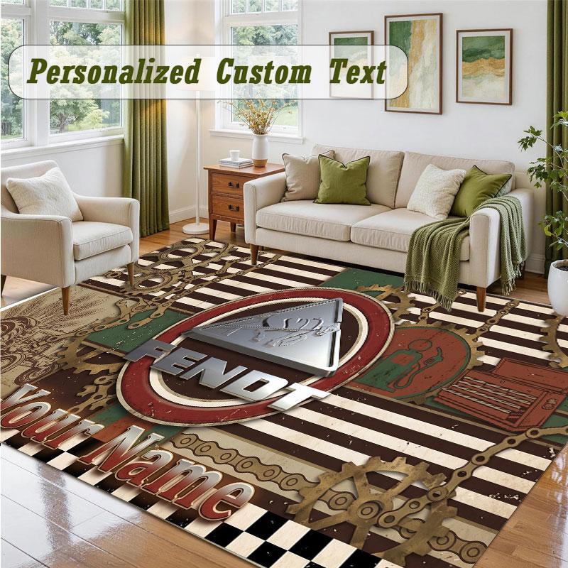 Crystal Velvet Square Rug Custom NameFendt Pattern Non Slip Home Floor Decor Rug