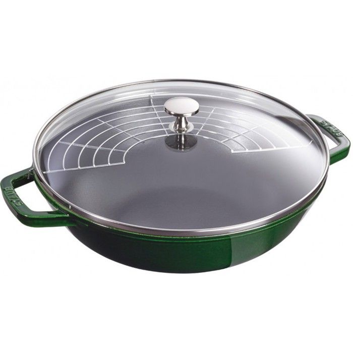 STAUB Wok Avec Couvercle En Verre 30 Cm Basilic