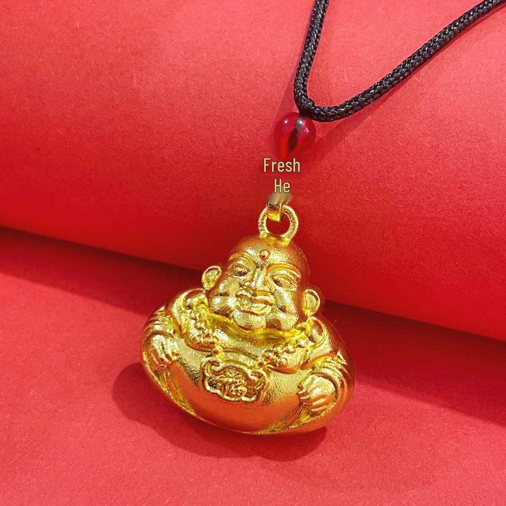 High-End Unisex Hollow Maitreya Buddha Pendant - Unique Alloy Design, Perfect Gift
