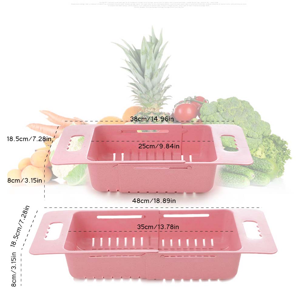 1PC Scalable Drain Rack Fruit Vegetable Drainer Basket Kitchen Tool