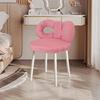 Vanity Stool with Bowknot Backrest Living Room Women Girls Bedroom Makeup Chair Adjustable Foot Pads Armless Dressing Chair Side Table Seat