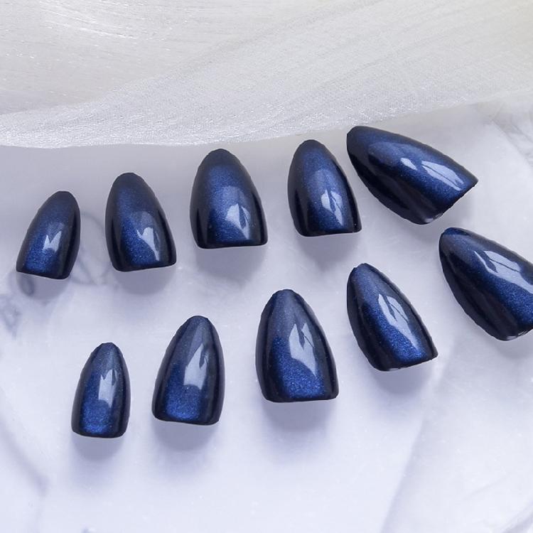 Press-On-Nagel Mandel-Fingernagel mit Glitzer-Design Katzenauge Glänzend Aufkleb-Nagel mit Kleber auf Acrylnagel für Damen