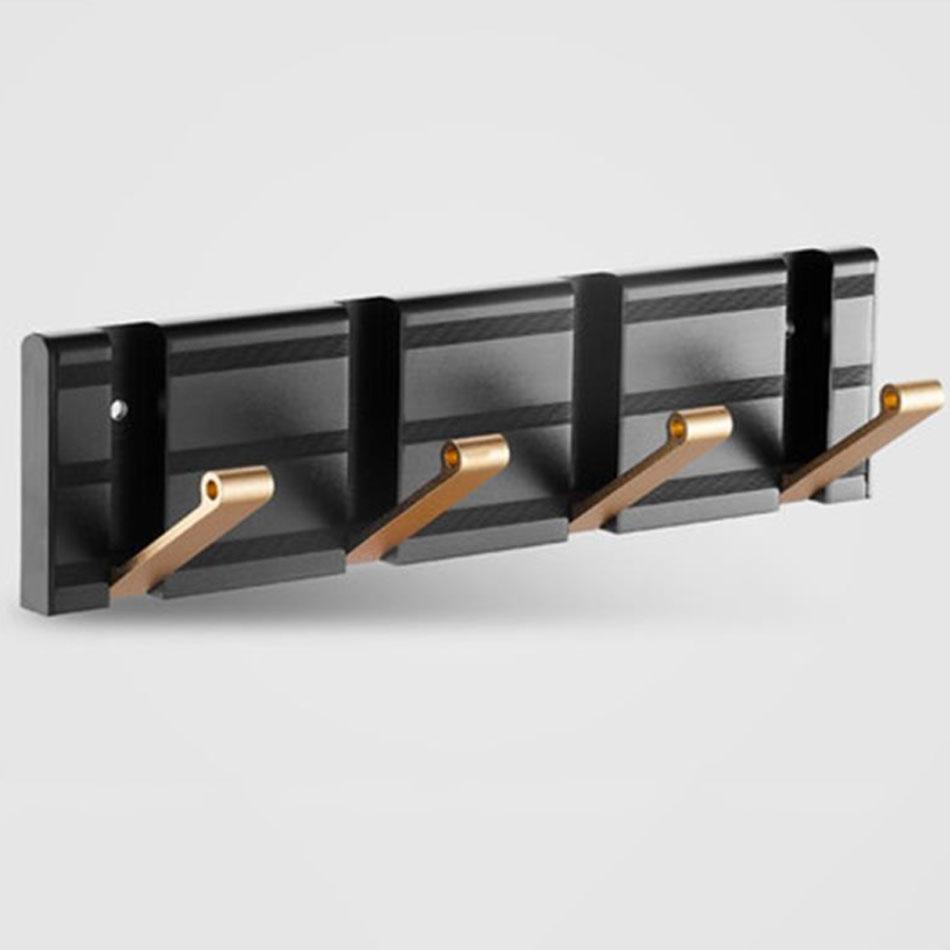 Invisible Folding Wall Hook Black Sliver Gold Aluminum Hallway Bathroom Lavatory Door Clothes Towel Storage  1 2 3 4 5 6 Hooks