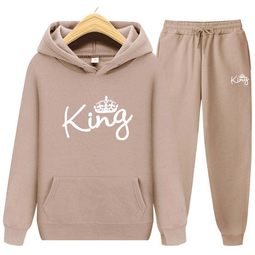 Men Tracksuits Set Spring Autumn King Print Sweatshirt Long Sleeve Hoodie Set Men Womens Hoodies Pants Clothes