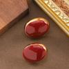 Hong Kong Style Fashionable Personality Burgundy Enamel Dripping Oil Geometric Stud Earrings Light Luxury Elegant Temperament High-end Earrings