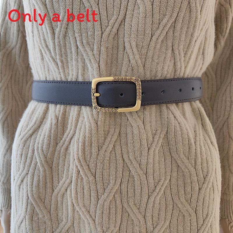 Genuine Leather Womens Cowhide Belt Alloy Buckle Fashionable Casual Decoration