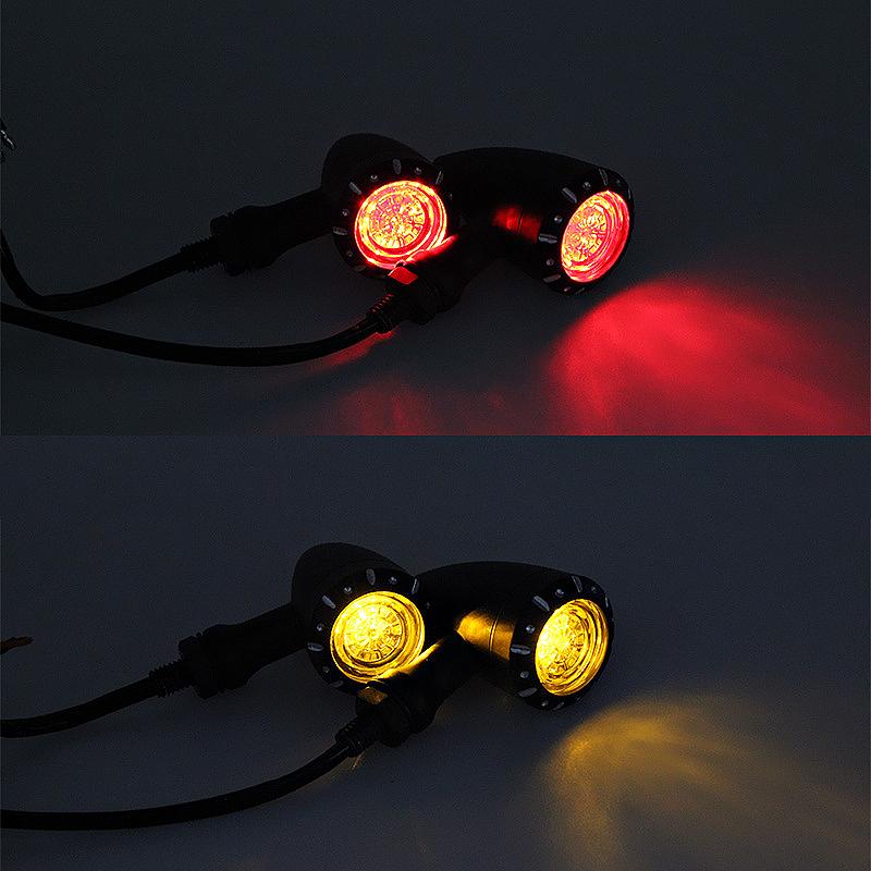 Retro Bullet LED Turn Signal Light Brake Lamp for Motorcycle Black Chrome Running Blink Light for Harley Chopper Cruiser Bobber