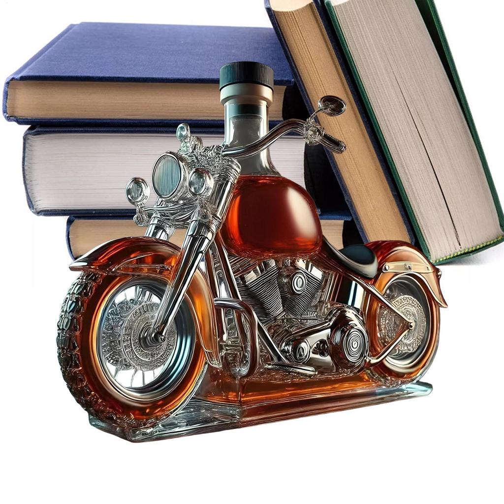 Glass Whisky Karaffelflasker Motorsykkel Vinkaraffel Vintage Likør Luftestein Skrivebordsdekor Champagneglass Karaffelflaske