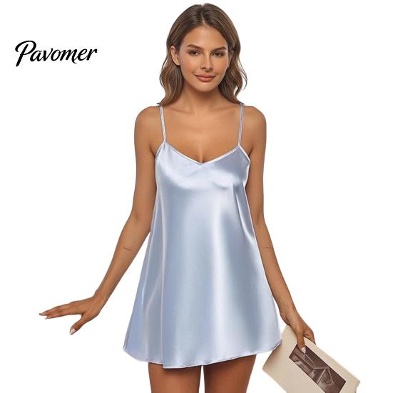 Breathable Slip Nightdress Women Cami Nightdress, Spaghetti Straps V Neck Short Mini Satin Dress Nightgown, Sleeveless Nightwear for Lady