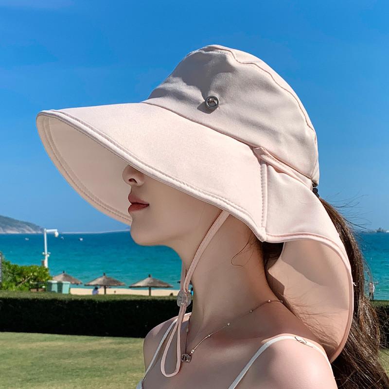 Summer Wide Brim Fisherman Hat With Ponytail Hole For Outdoor Sun Protection