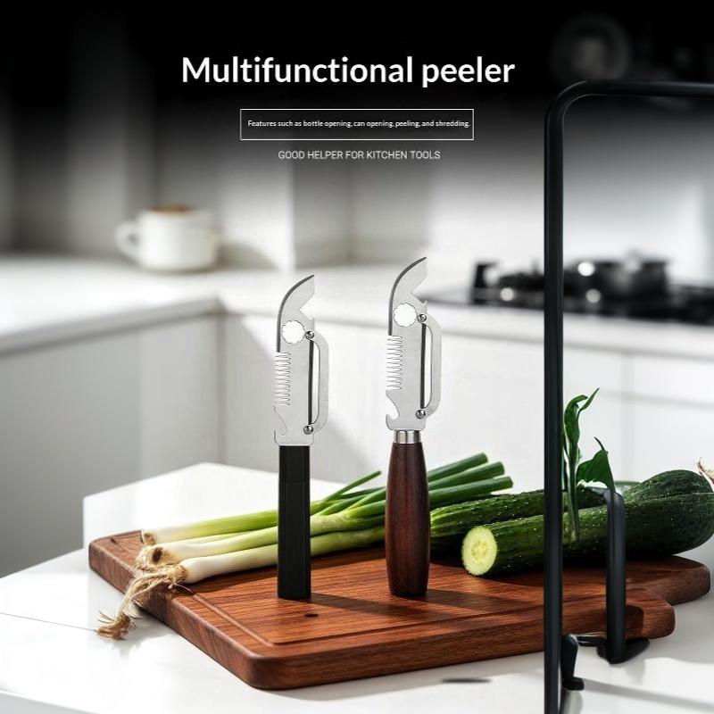 Multifunctional Stainless Steel Peeler With Bottle Opener Nut Cutter Comfort Grip Handle For Kitchen Fruit Vegetable Prep
