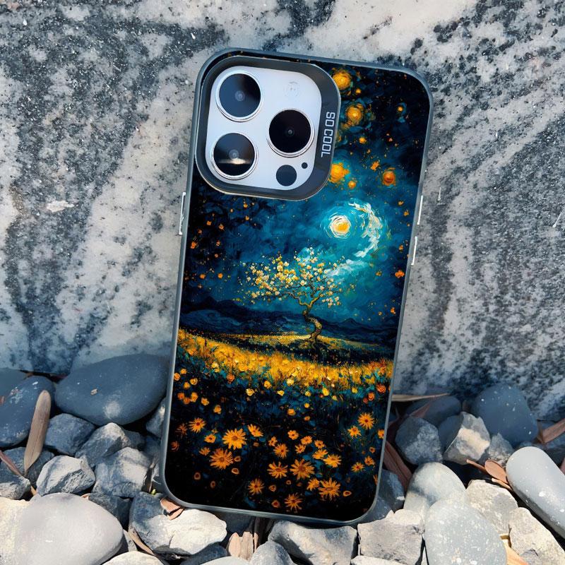 

Sunflowers Flower Field The Starry Night Art Aesthetic Phone Case For iPhone 17 16 15 14 13 12 11 Pro Max Mini Plus Laser Cover iphone 17