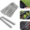 U-type Garden Staples With Pads Metal Fence Tubing Stakes Galvanized Landscape Spikes For Holding Lawns Barrier Ground Nails
