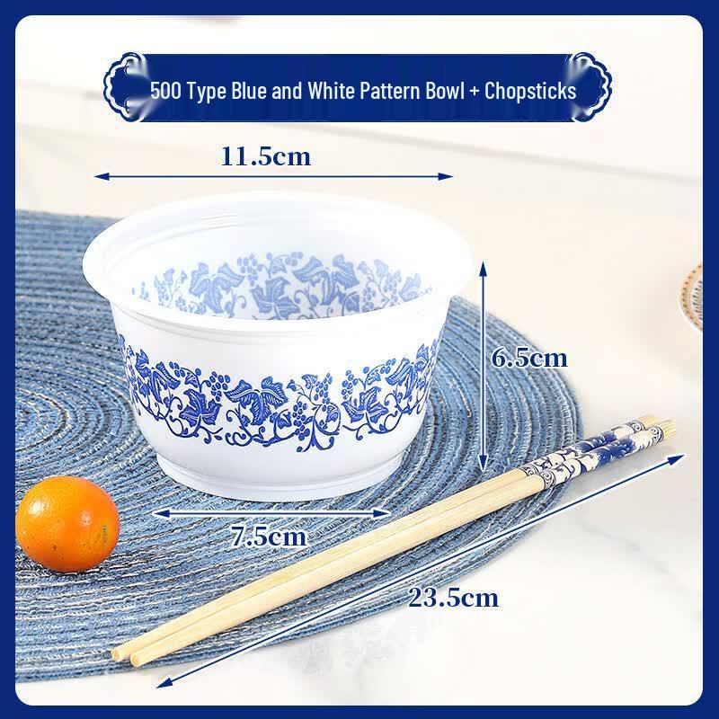 Disposable Blue and White Paper Dinnerware 3-Piece Set