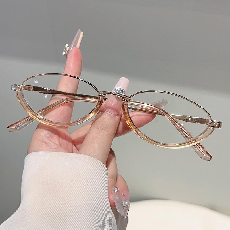 Oval Glassses Women Chic  New Blue Light Blocking Optical Frames Trendy Vintage Luxury Brand Design Decor Eyeglasses