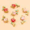 9x17mm Gold-Tone Stainless Steel Plant Charm Pendant for DIY Jewelry