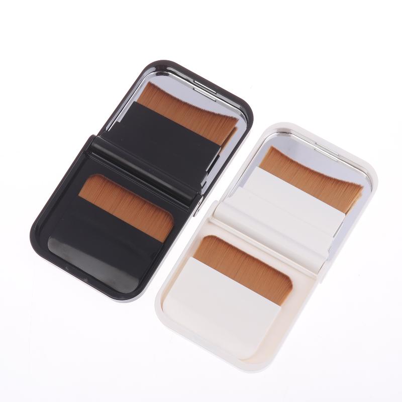 Portable Traceless Soft Flat Foundation Brush Set Ultra-Thin With Built-In Mirror One-Character Design Flawless Base Makeup