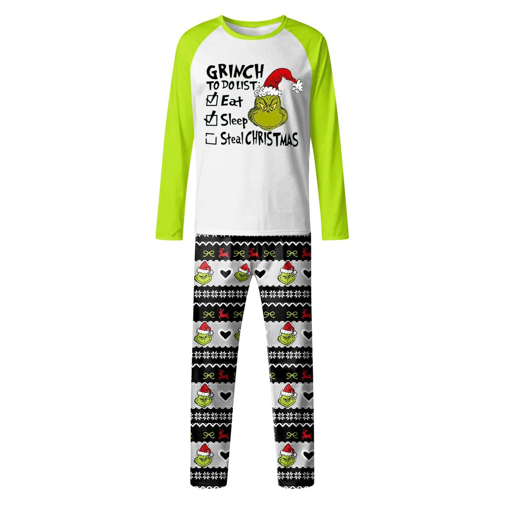 Print Cute Family Set Pajamas, Home Clothes, Family Set Long Sleeve Top Pants Set