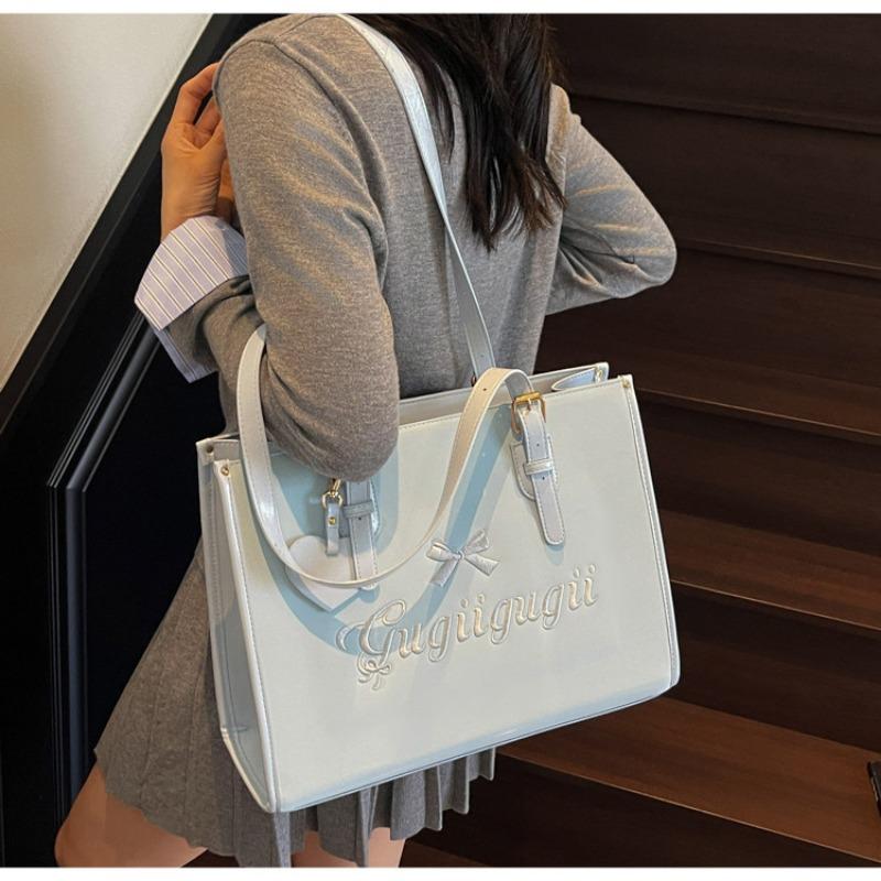 Large-capacity embroidered bag women's summer versatile new casual shoulder bag textured commuter tote bag
