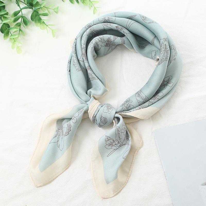 Striped Silk Scarf: 70x70cm Women's Square Scarf, Korean Versatile Style, Professional Summer Thin Decorative Scarf
