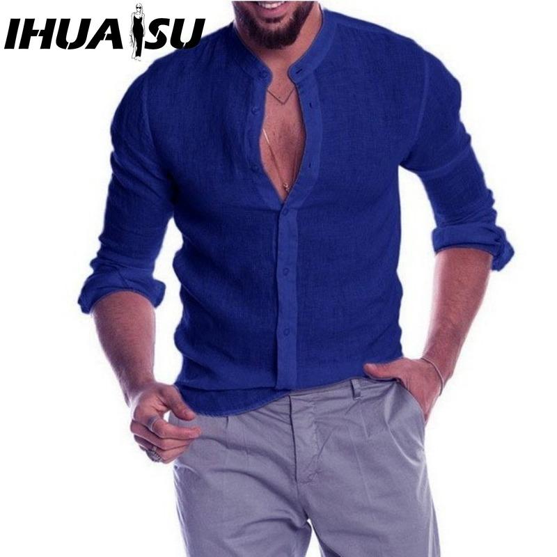 IHUASU Bavlněné tričko s dlouhým rukávem Pánská móda Volné tričko S potiskem Soucitné tričko