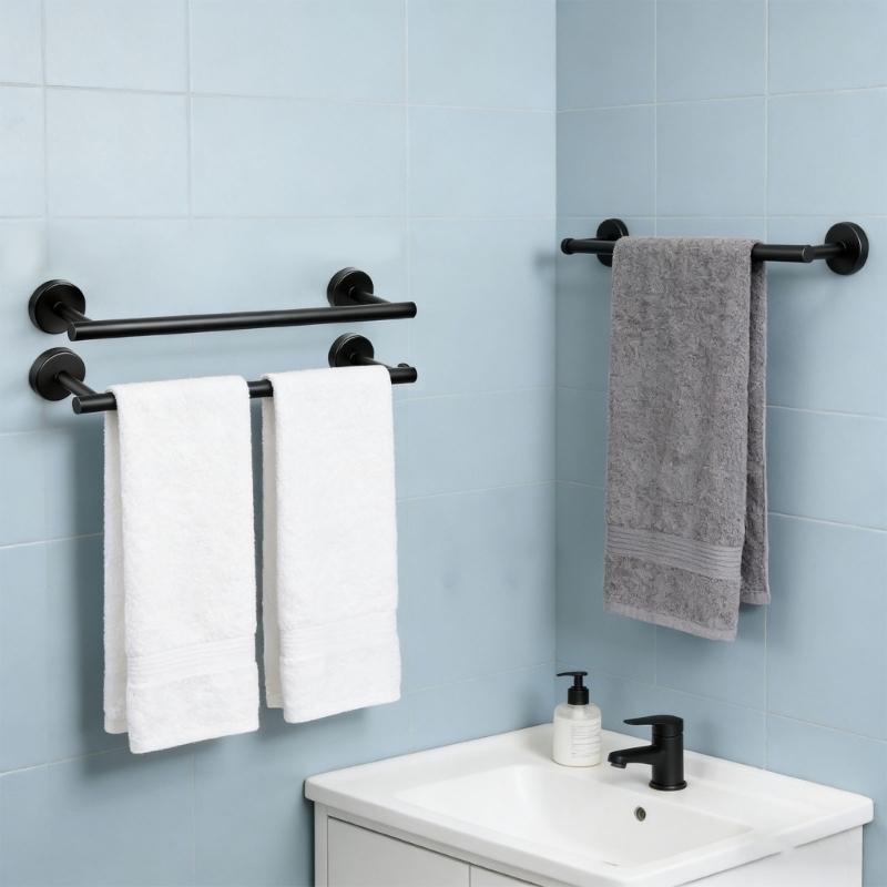 Stainless Steel Towel Rings Robe Hook Toilet Paper Holder Adhesive Towel Rack for Modern Bathrooms Easy to Install