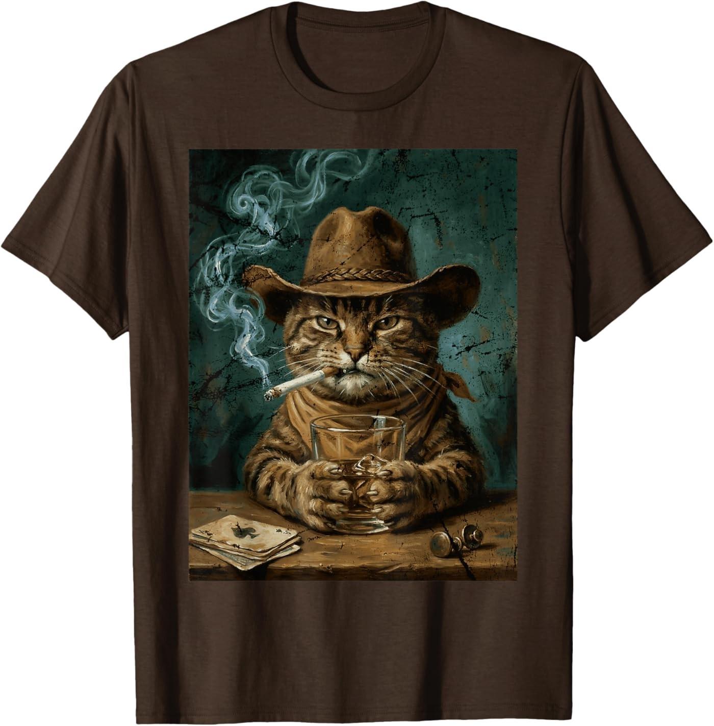 Funny Smoking Cat, Cigarette Meme Cat Lover T-Shirt S