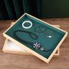 Bamboo Jewelry Display Tray with Velvet Lining for Bracelets & Necklaces