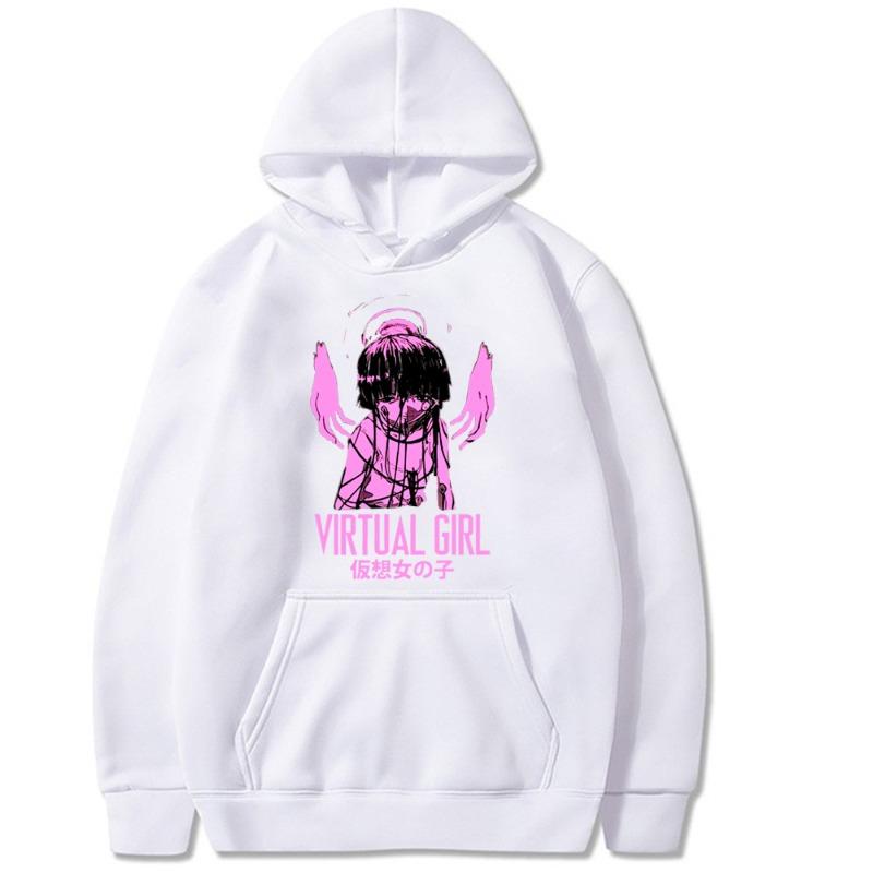 Serial Experiments Lain Bluzy z kapturem Mężczyźni Kobiety Bluzy z kapturem Moda Hip Hop Codzienne Pulowery Bluza jesienna