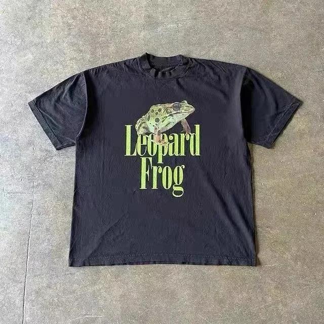 2025 Summer Cherry Pattern Print Washed Round Neck T-shirt Gothic Classic Y2K Plus Size Women's T-shirt Oversized Cotton T-shirt