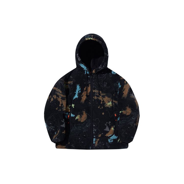 Li-Ning Unisex Printed Fleece Hooded Zip-Up Jacket Black AWDT697-3 S
