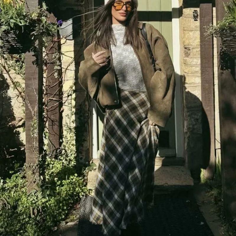 Women's Spring Clothing Pleated Decorative Lapel Long Sleeves Suede Texture Pilot Jacket Outwear 4344155