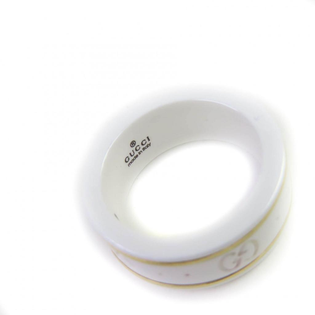 Excellent GUCCI Ring Icon Ring GG Ring White gold ceramic Women Used