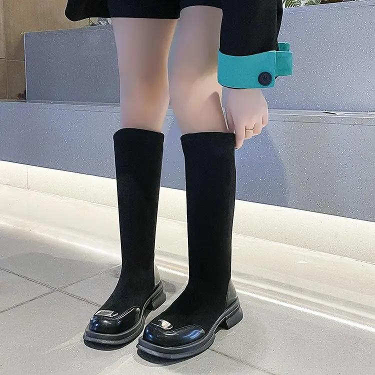 

Fashion Over The Knee Boots 2024 Fall New Thin Thin Thick Sole Women s Fashion Simple Thick Heel Elastic Boots 35