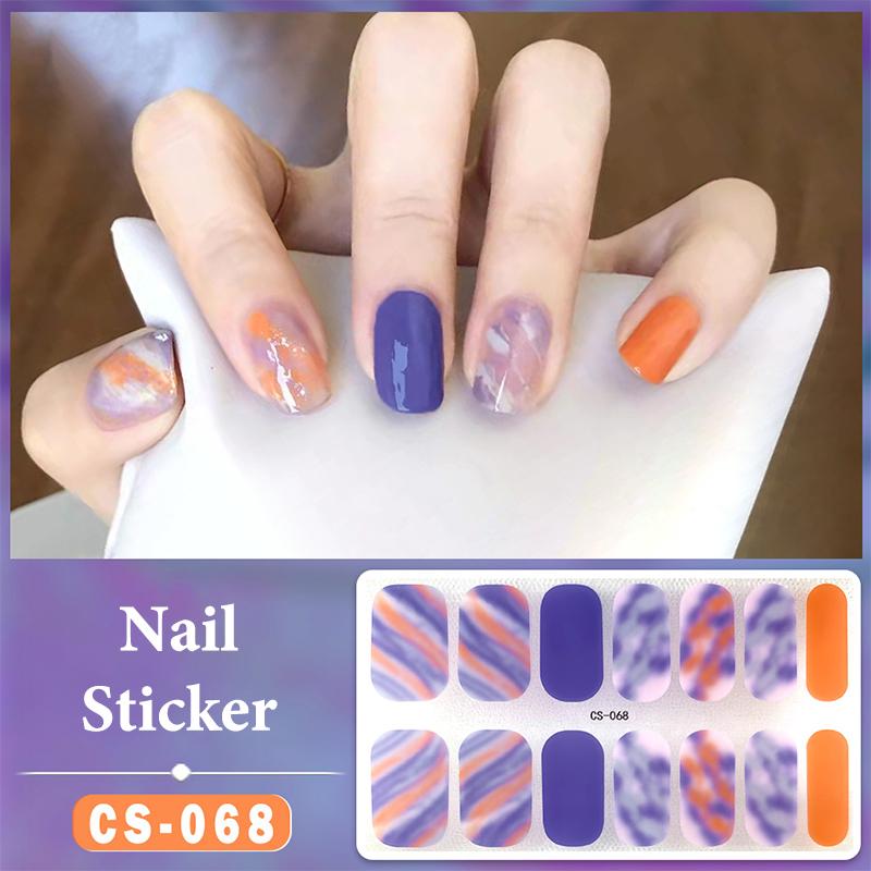 14 Nails Simple Waterproof Nail Wraps Full Cover Nail Stickers Firm And Not Easy To Fall Off Multi Color Nail Art For Women'S D
