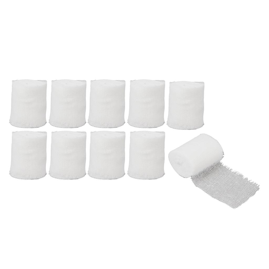 10 Rolls Rolled Stretch Bandages Wrap Elastic Atheletic Sports Compression Bandage Wrap 2.4inches X 6.6Yards