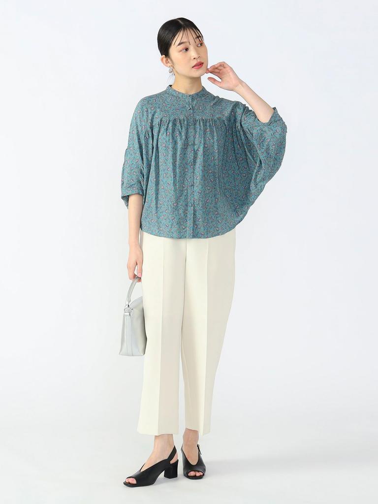 Beams Heart Sarasa Floral Switch Light One Size Women's S/S Shirt, Print, Blouse, Green,