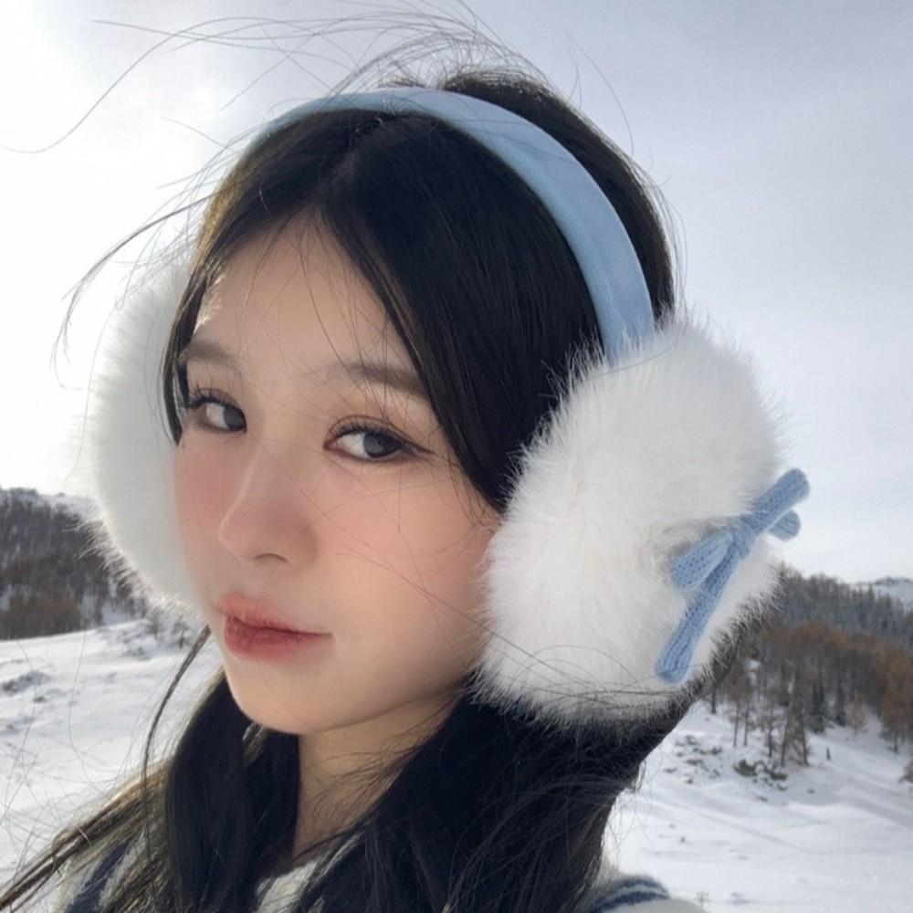 Windproof Bowknot Plushes Earmuffs Thicken Cute Ear Cover Comfortable Cold-proof Ear Mask Riding