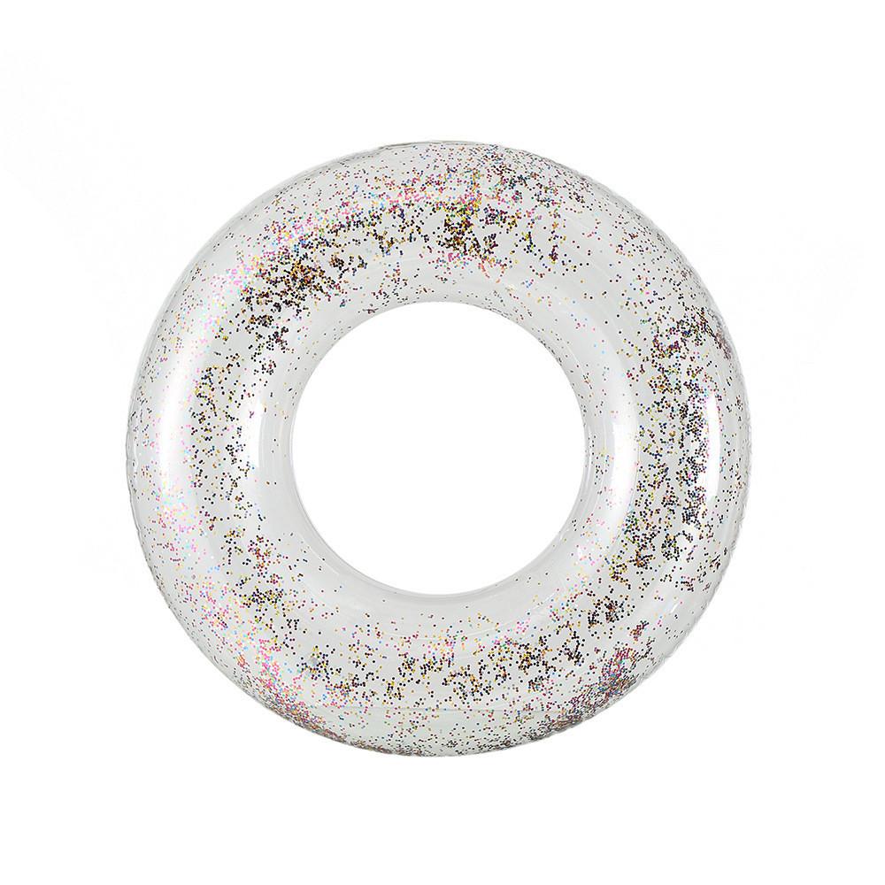 

Детский и взрослый круг для плавания с пайетками, полностью прозрачный, креативная игрушка для воды NO.60(10-25KG) серебряный