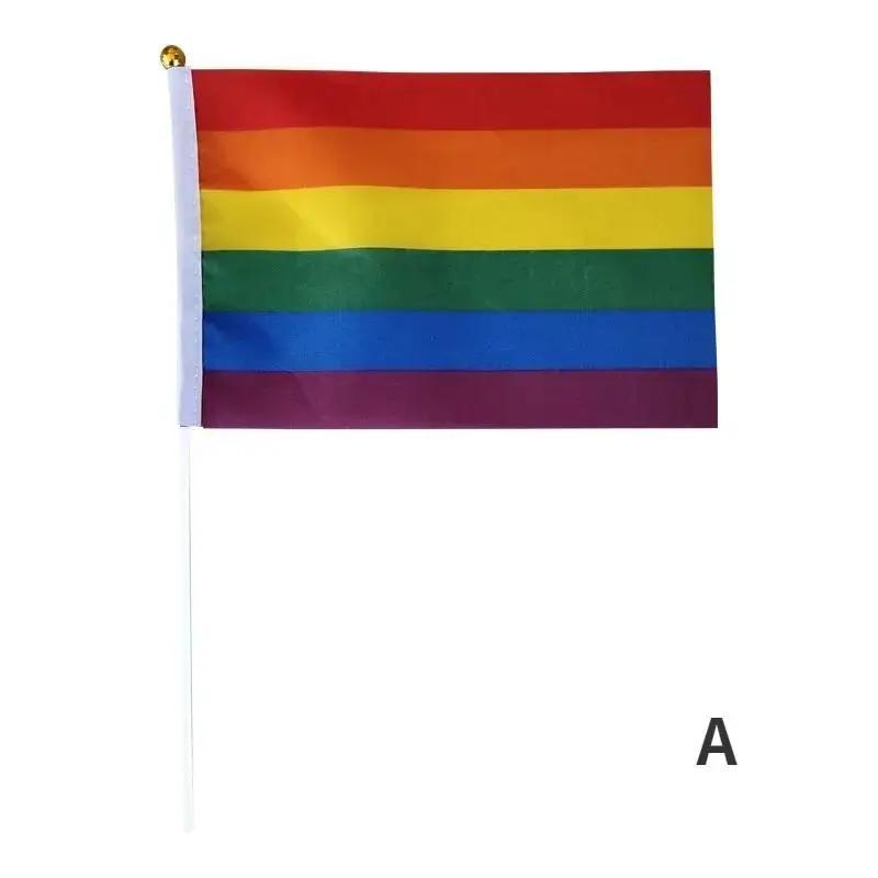 

Rainbow Hand-waving Flag Lesbian Gay Bisexual Transgender LGBT Pride Flag 14x21cm Pride Month 10 PCS A